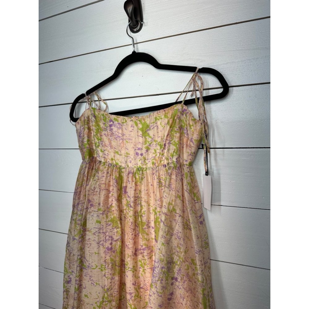 Astr Floral Tie-Shoulder Mini Dress in Pink and Green - Picture 6 of 14
